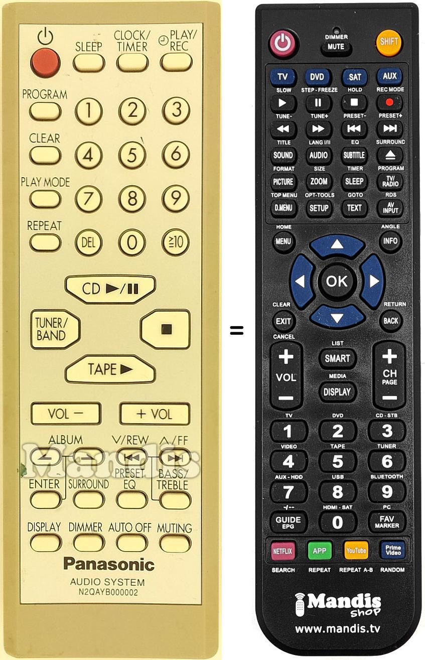 Replacement remote control N2QAYB000002
