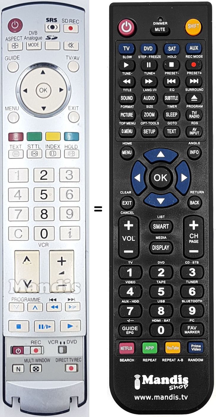 Replacement remote control Panasonic N2QAYB000050