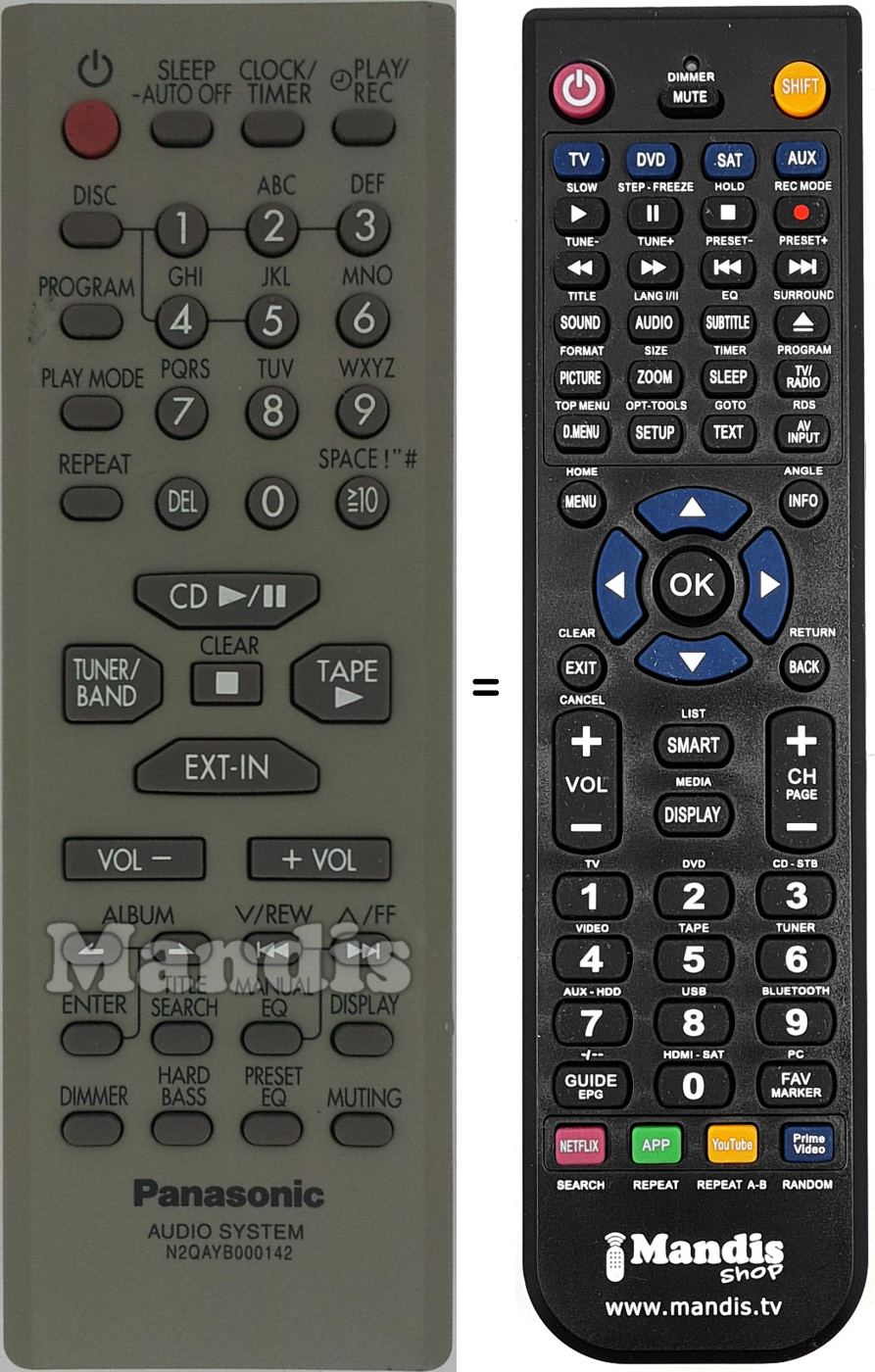 Replacement remote control N2QAYB000142