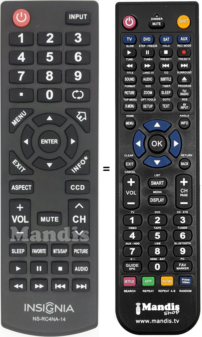 Replacement remote control NS-RC4NA-14