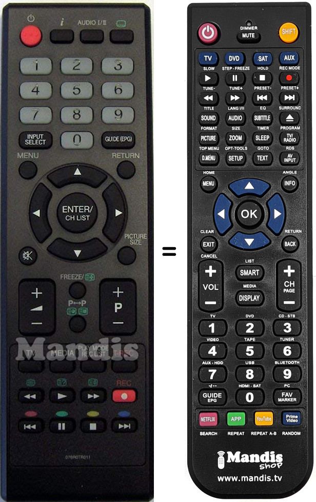 Replacement remote control Orion 076R0TR011