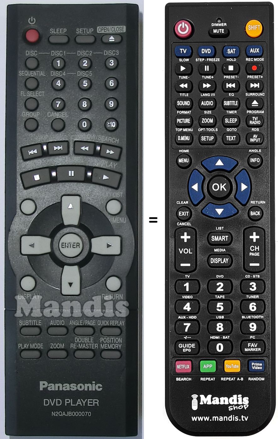 Replacement remote control N2QAJB000070
