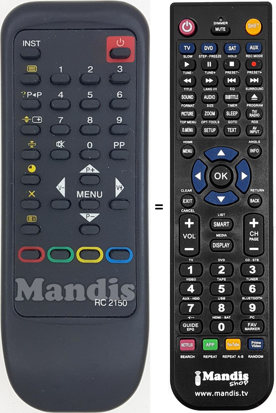 Replacement remote control RC2150