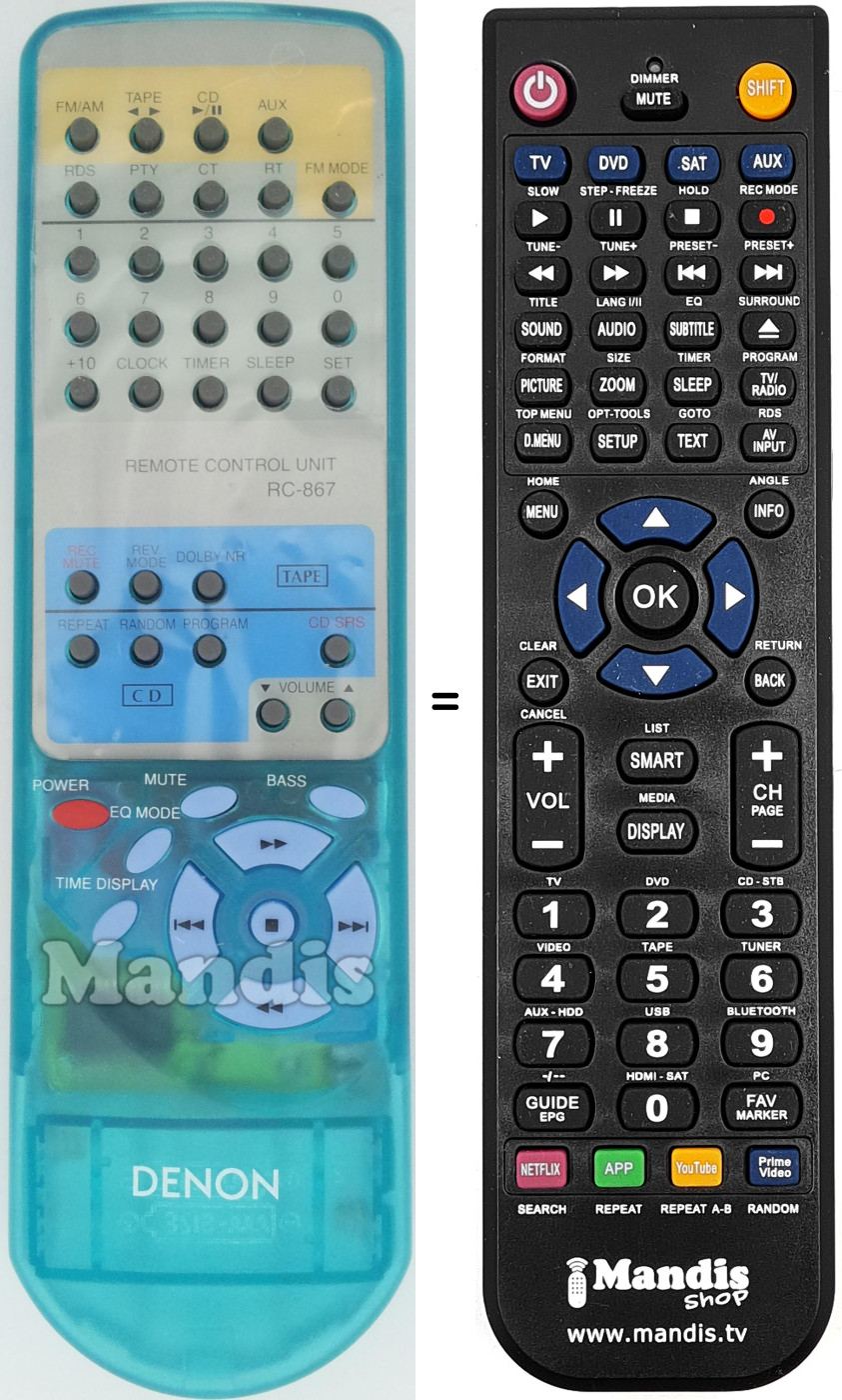 Replacement remote control RC867