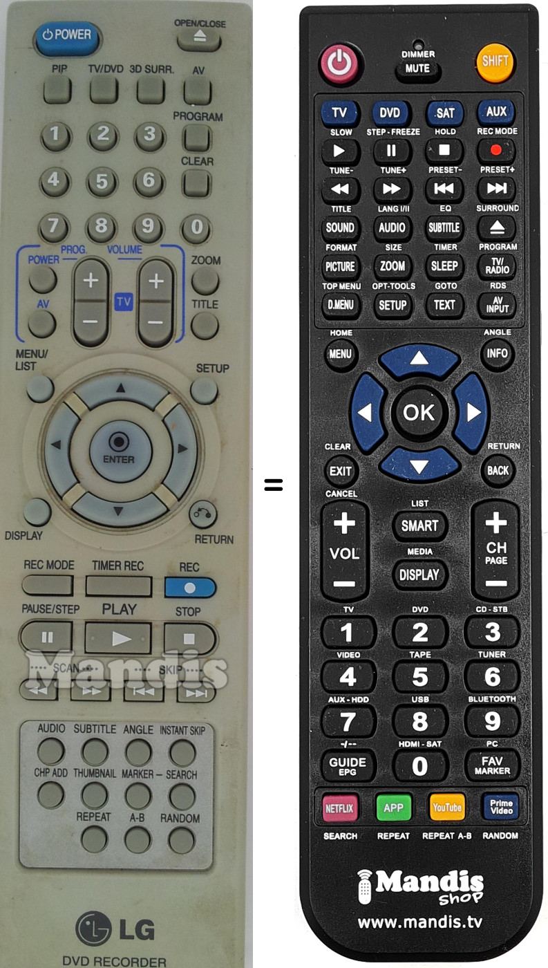 Replacement remote control REMCON1444