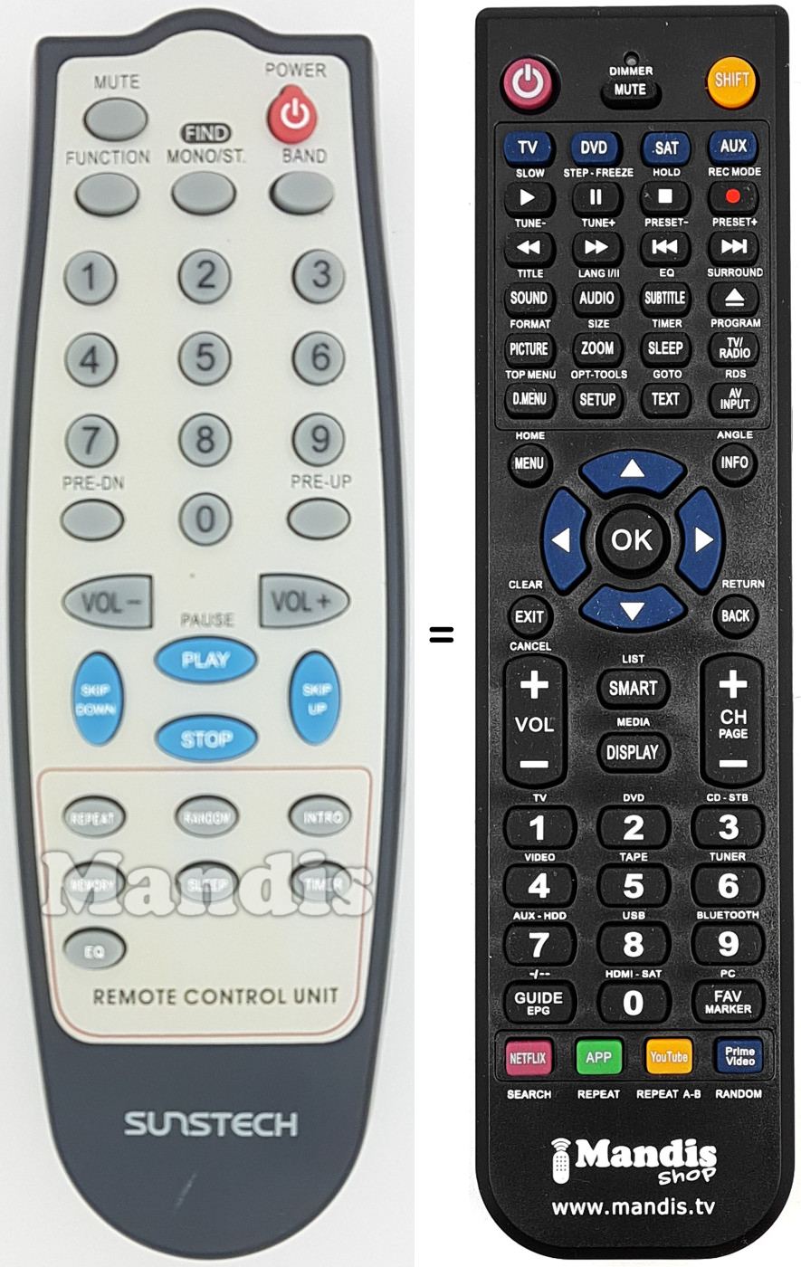 Replacement remote control REMCON1654