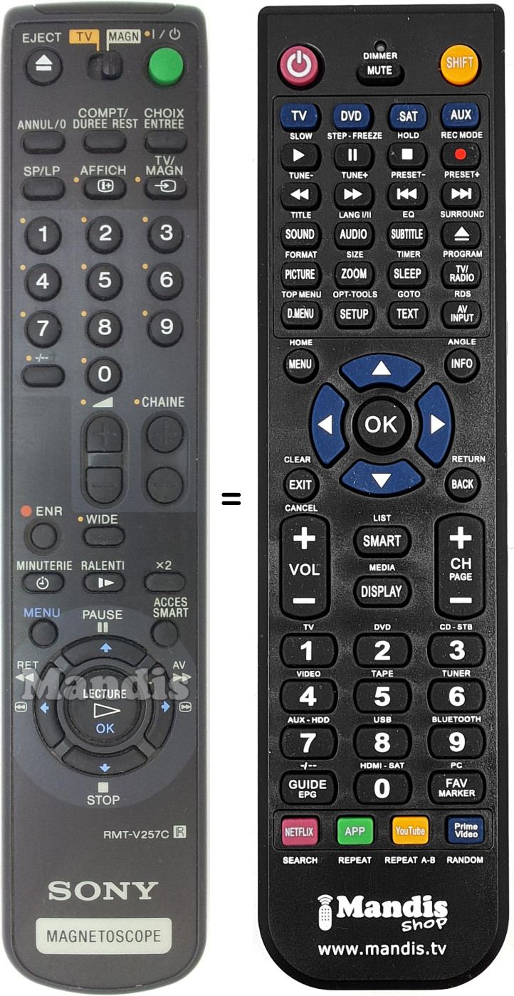 Replacement remote control RMT-V257C
