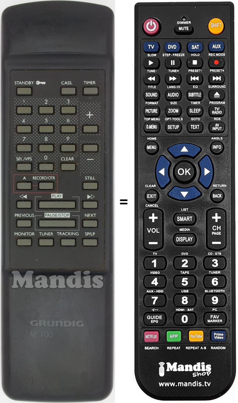 Replacement remote control Grundig RP 100