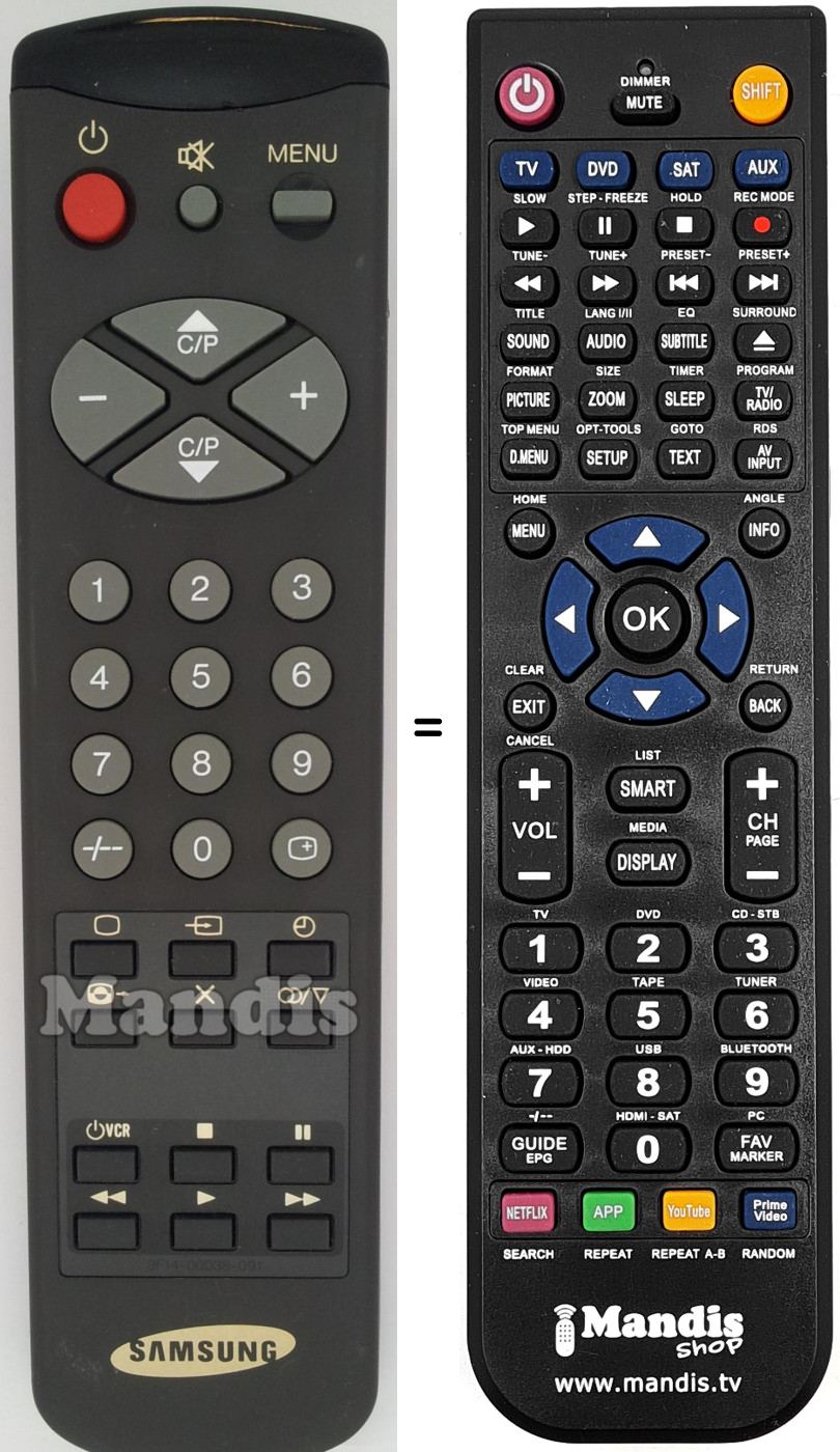 Replacement remote control Samsung 3 F 14-00038-091
