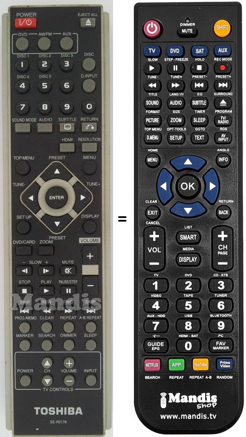 Replacement remote control SE-R0178