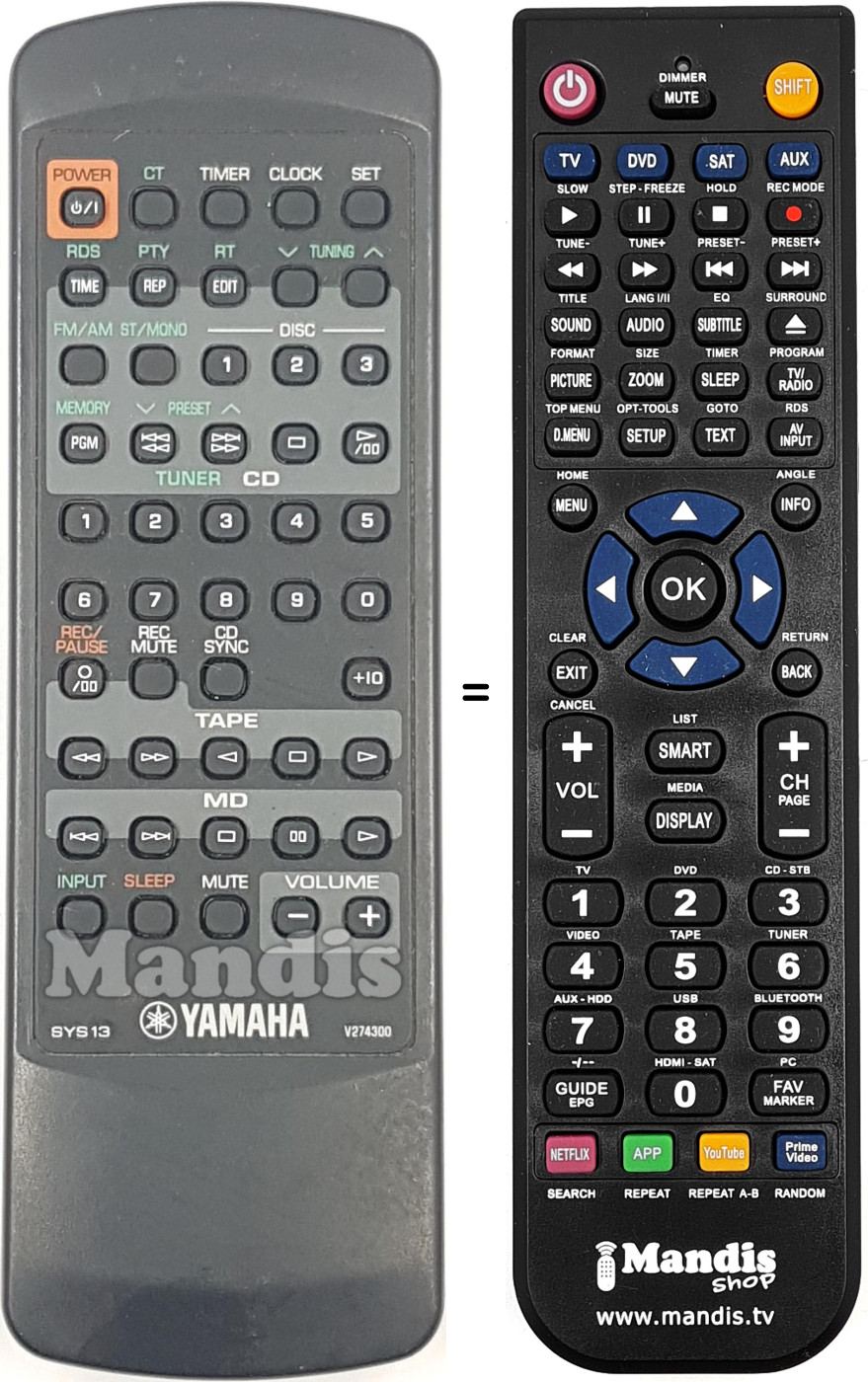 Replacement remote control V274300