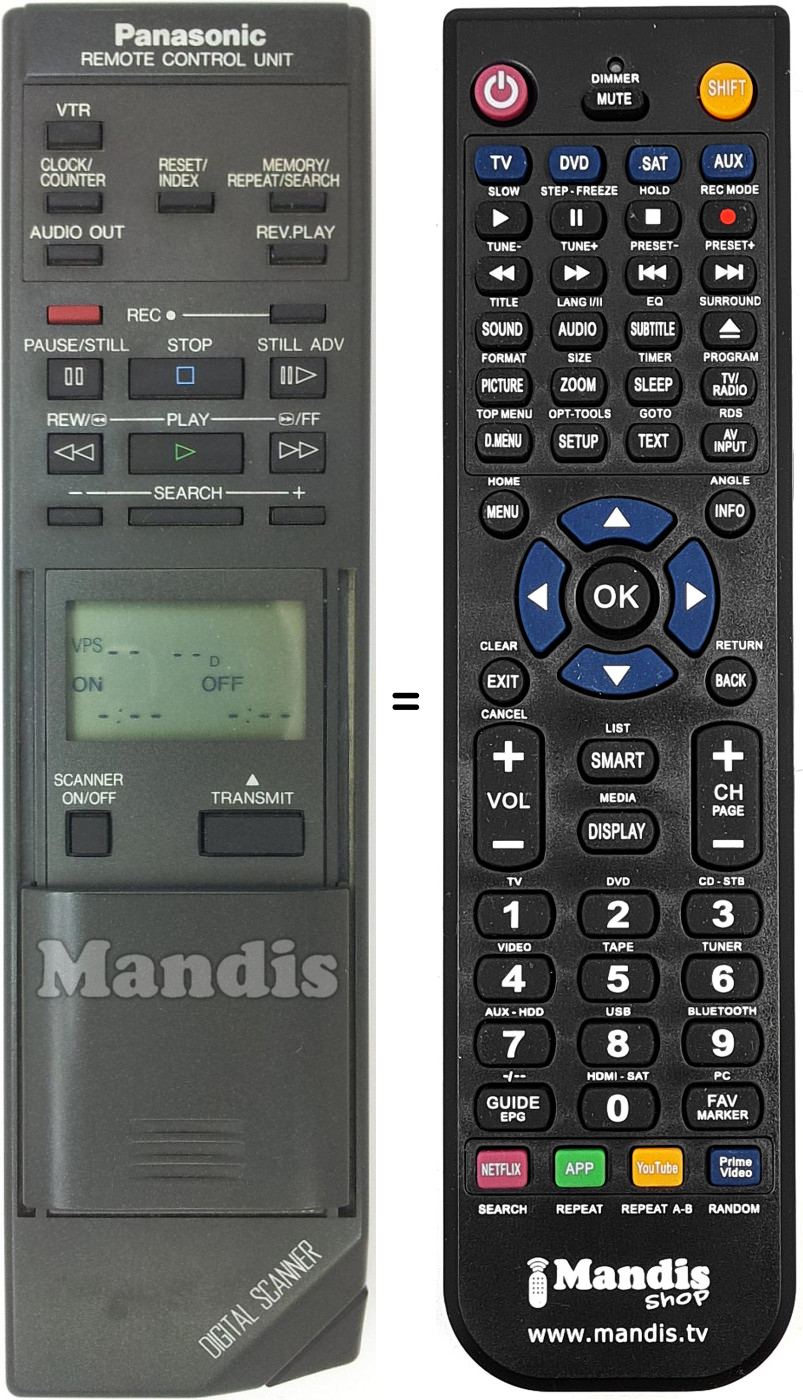 Replacement remote control Panasonic VEQ1100