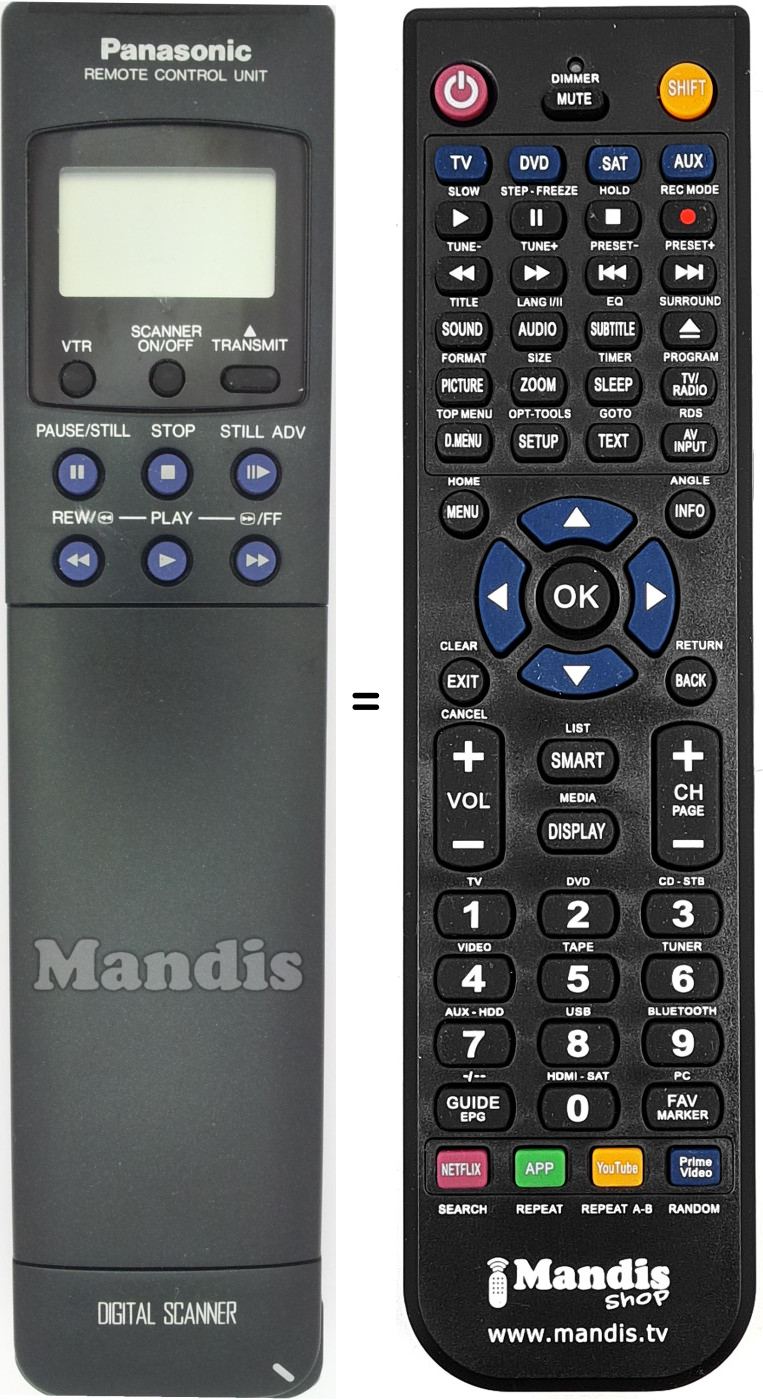 Replacement remote control Panasonic VEQ 1253