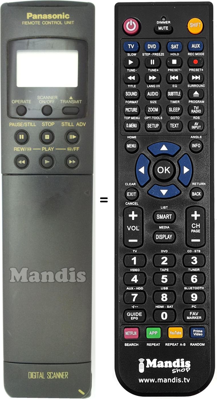 Replacement remote control Panasonic VEQ1473