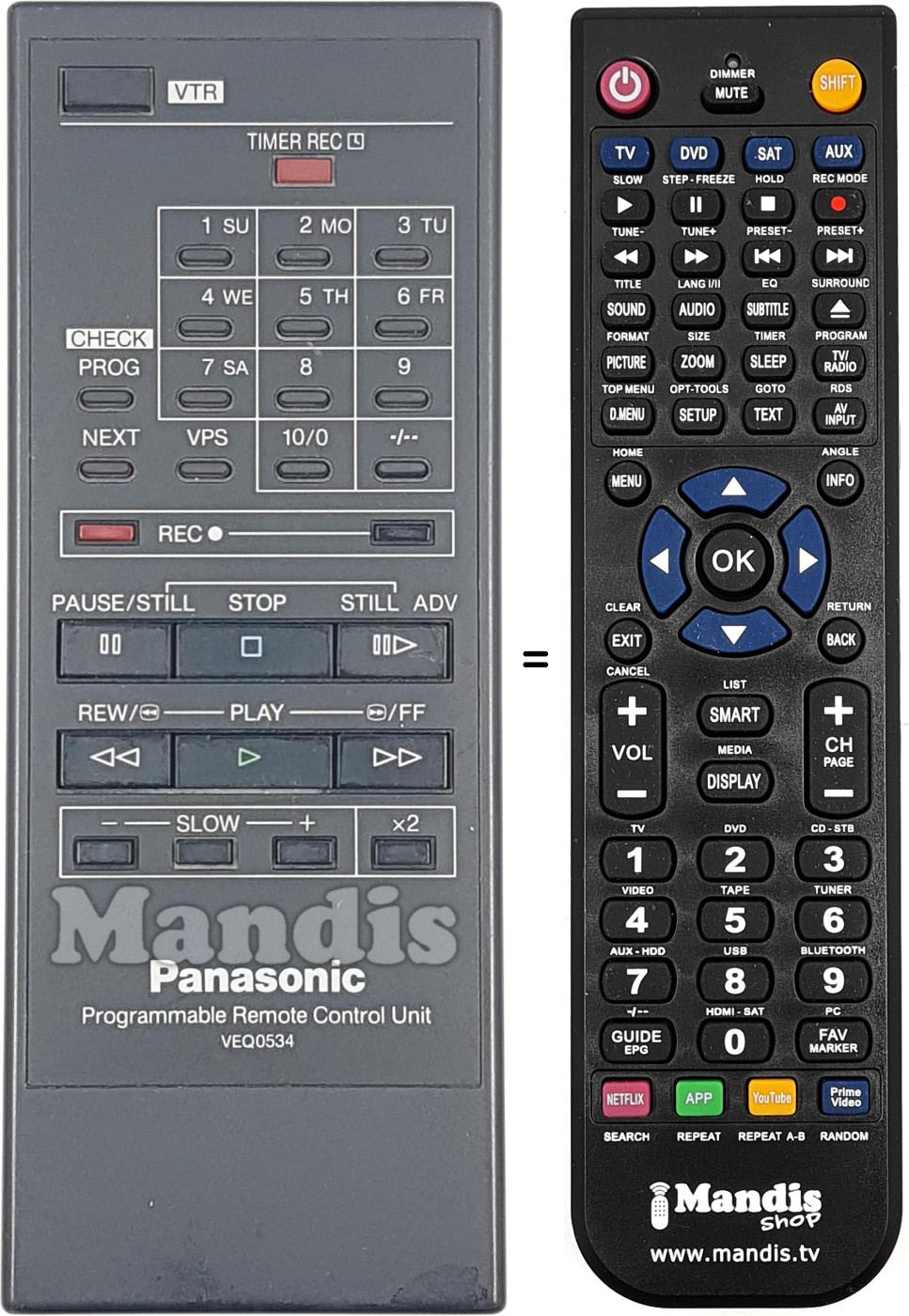 Replacement remote control Panasonic VEQ0534