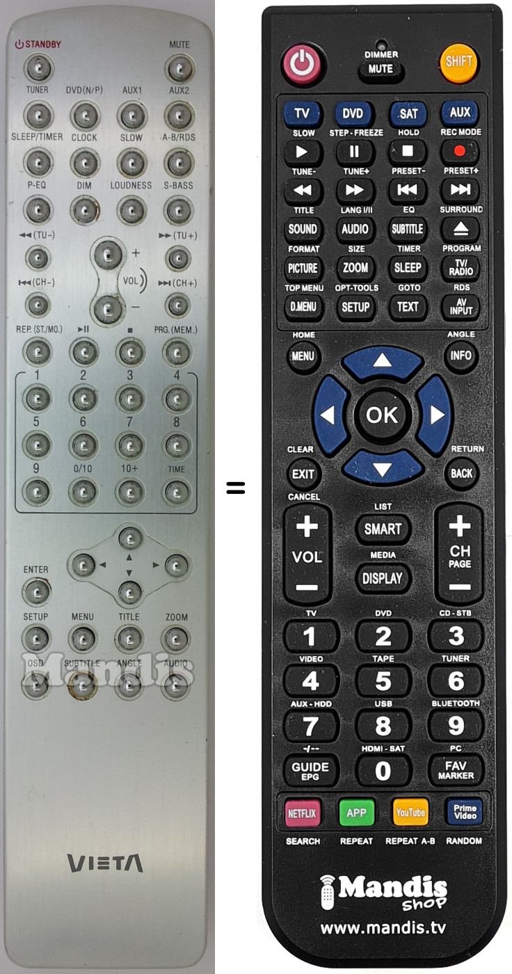 Replacement remote control VIE005