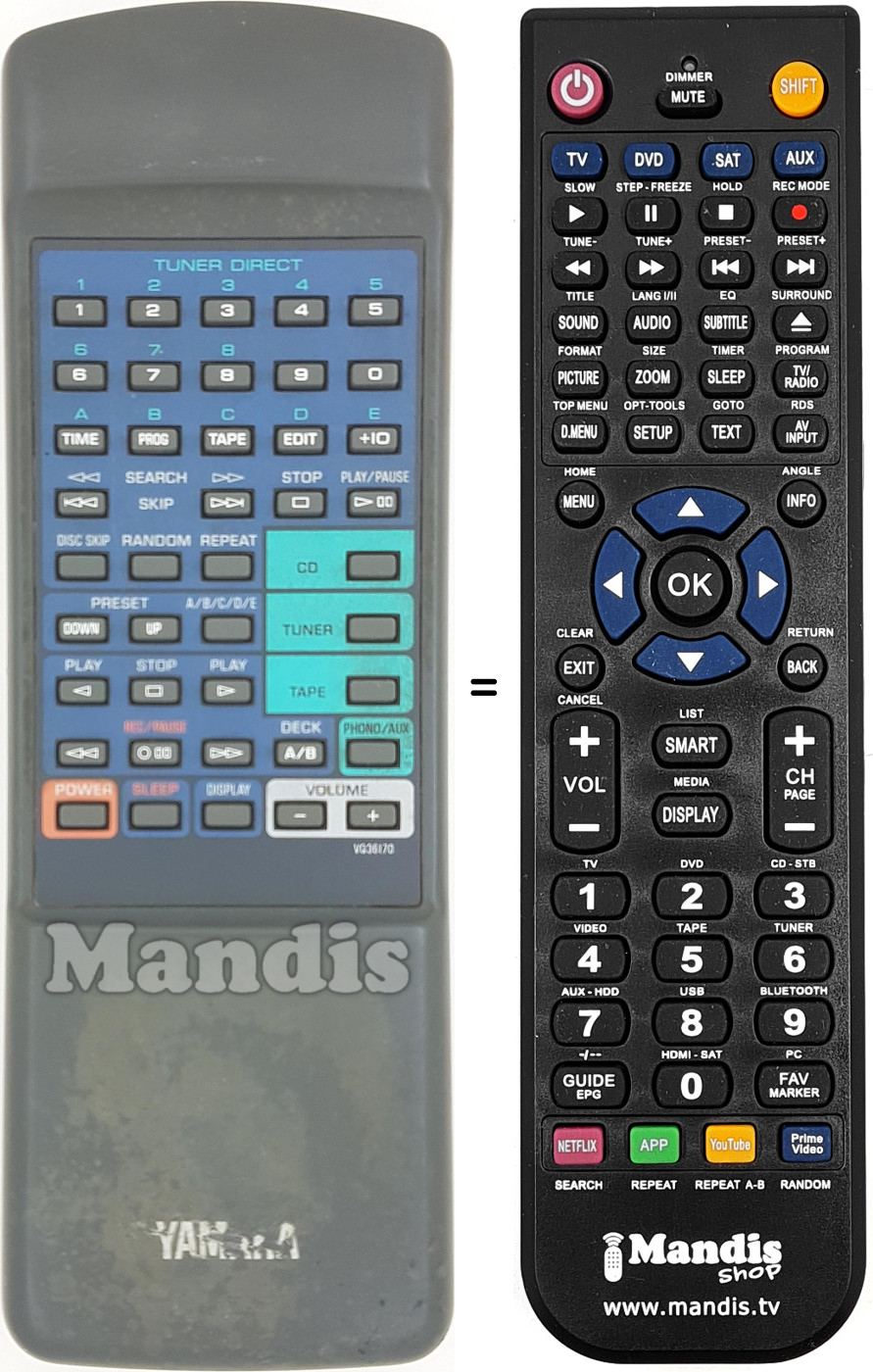 Replacement remote control Yamaha VQ361700