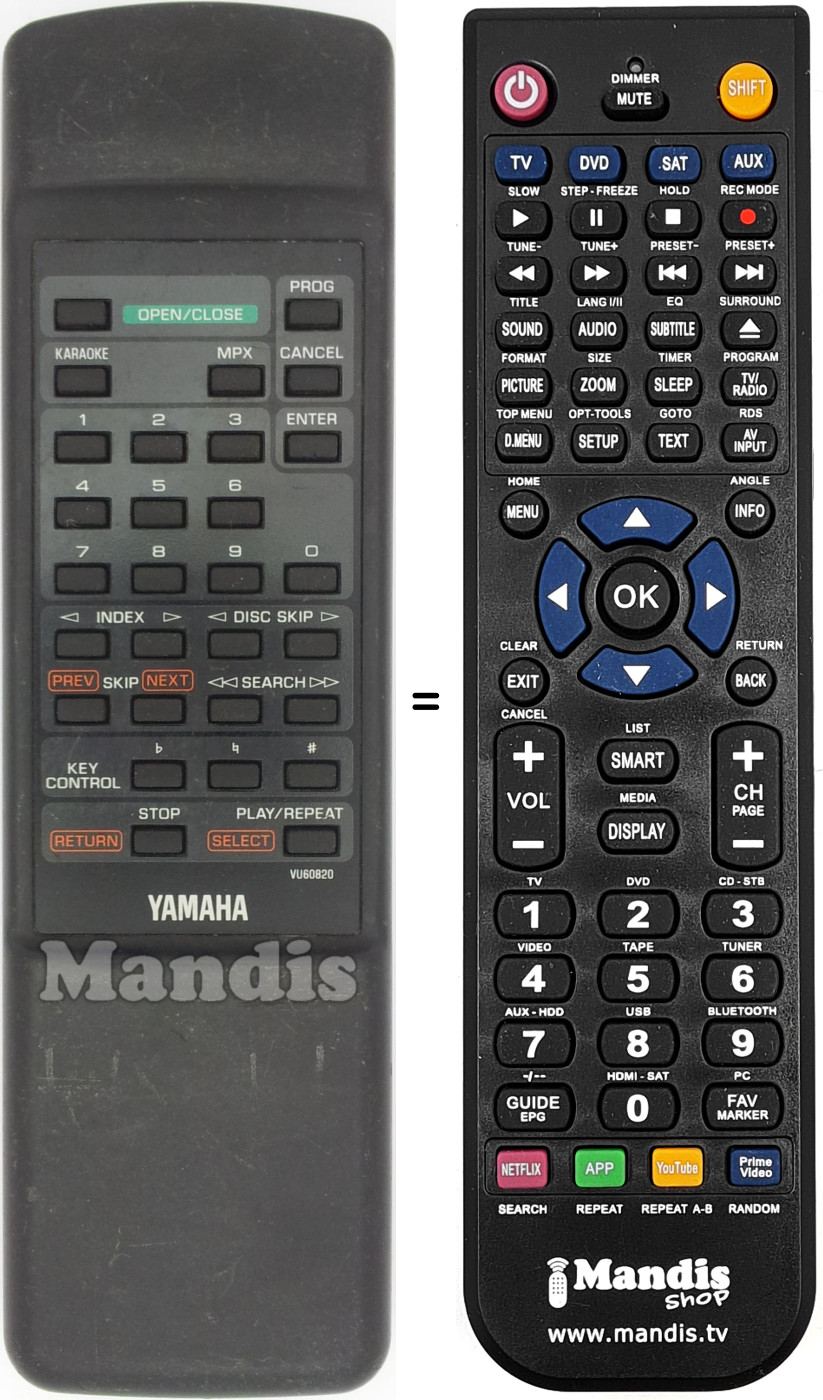 Replacement remote control VU60820