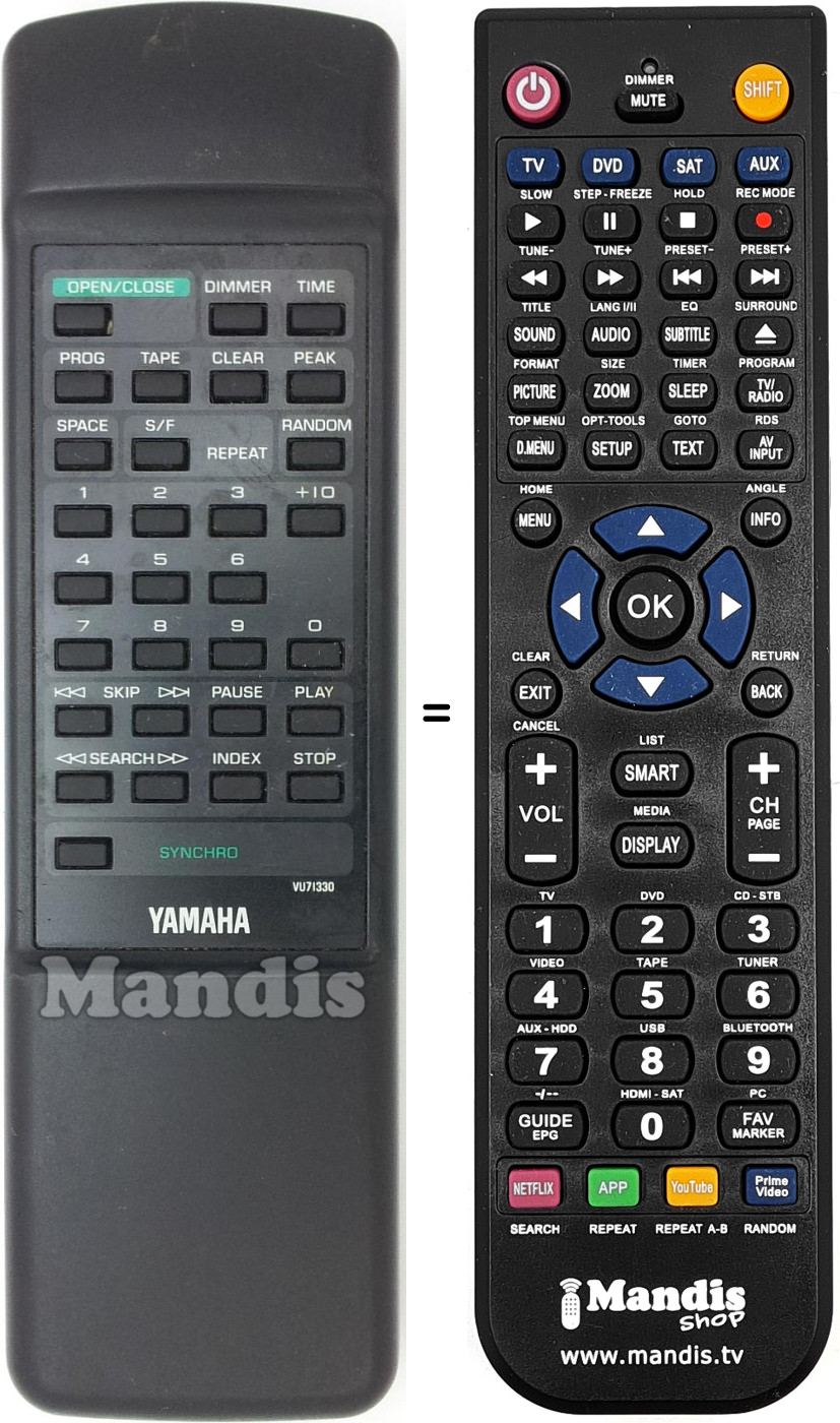 Replacement remote control Yamaha VU713300