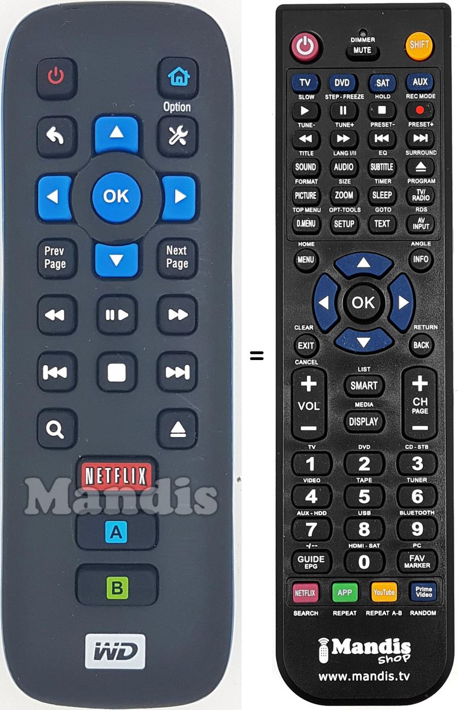Replacement remote control WD001