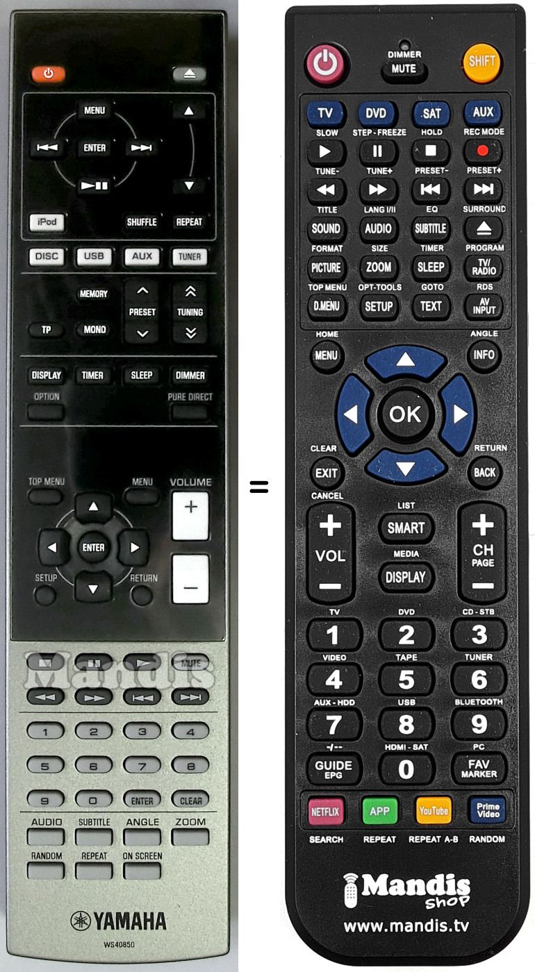 Replacement remote control Yamaha MCR-840