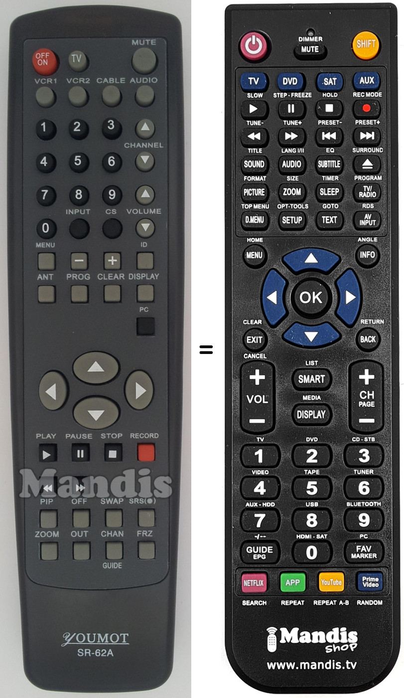 Replacement remote control SR-62A
