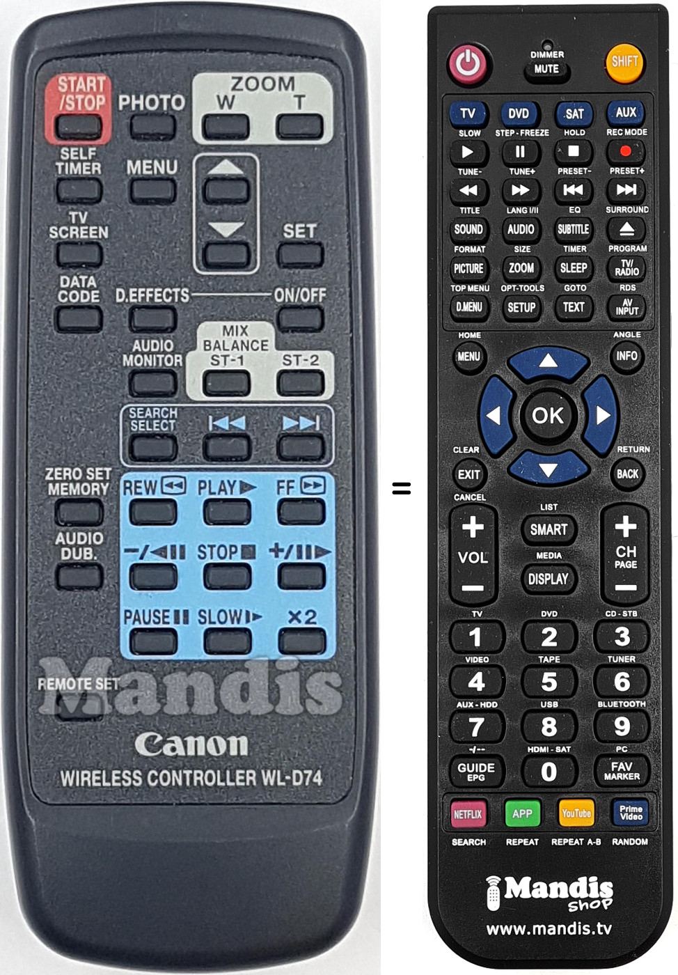 Replacement remote control WL-D74