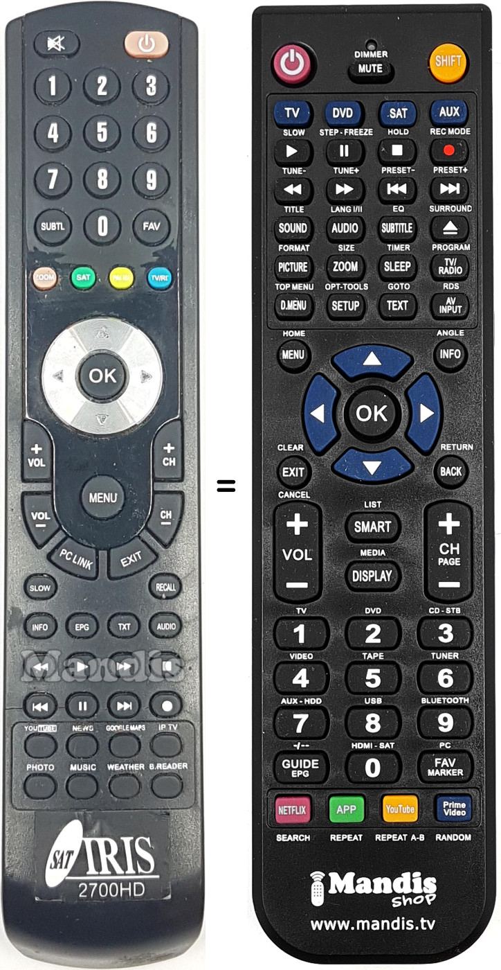 Replacement remote control 2700HD