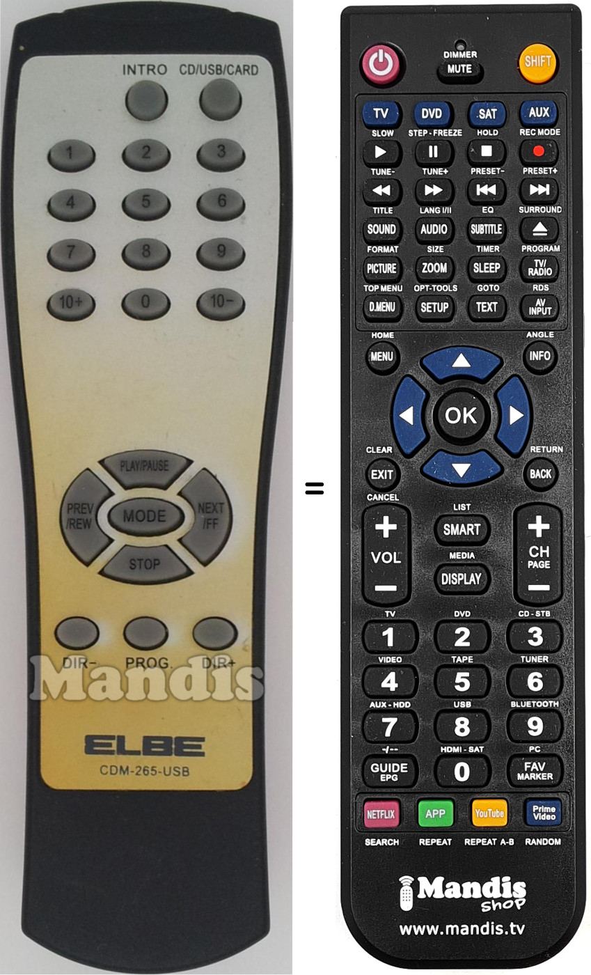 Replacement remote control CDM-265USB