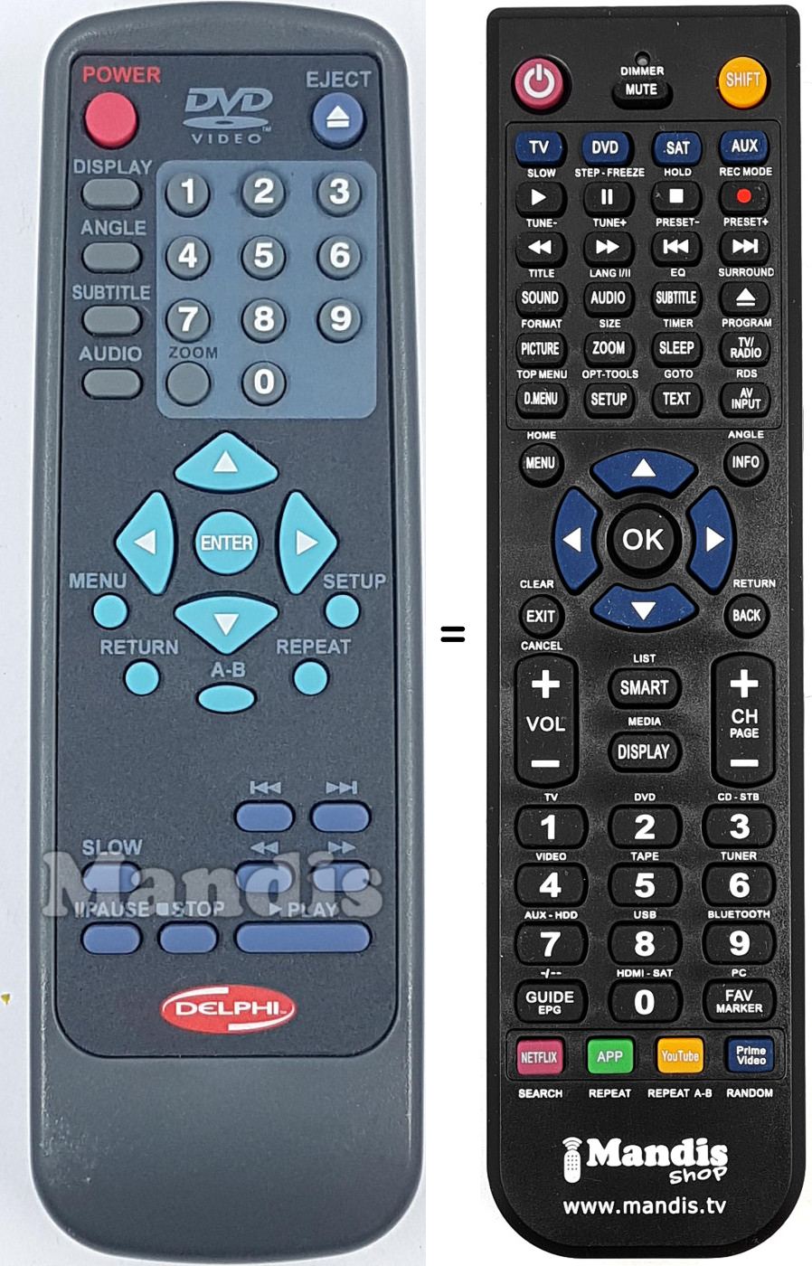Replacement remote control DELPHI001