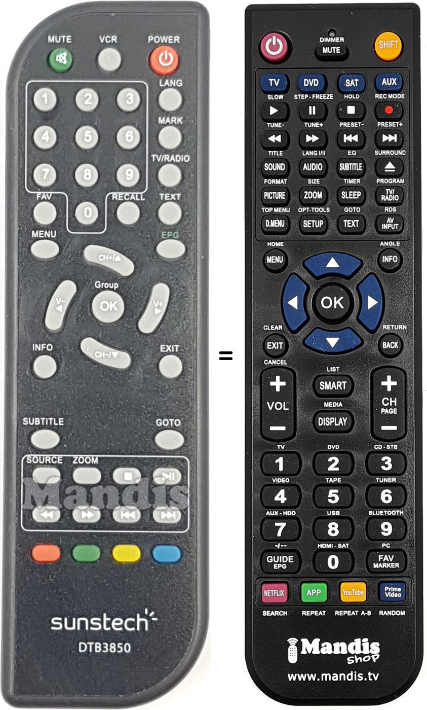 Replacement remote control DTB3850-2