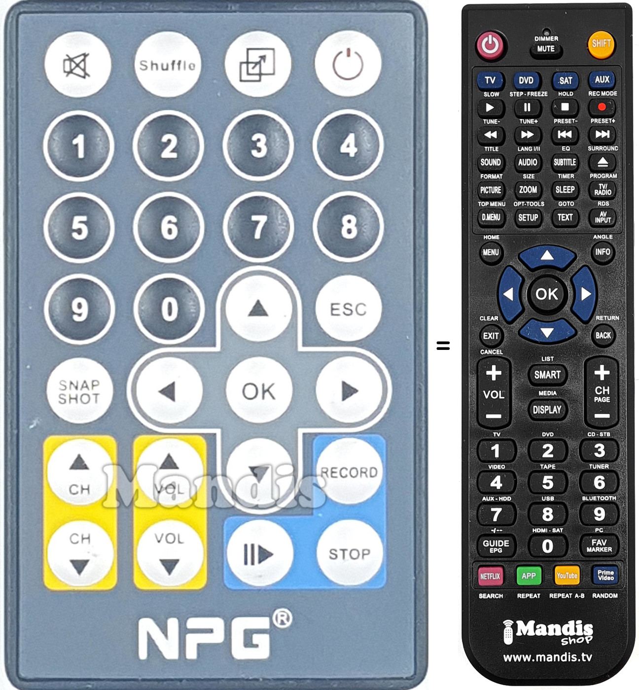 Replacement remote control NPG016