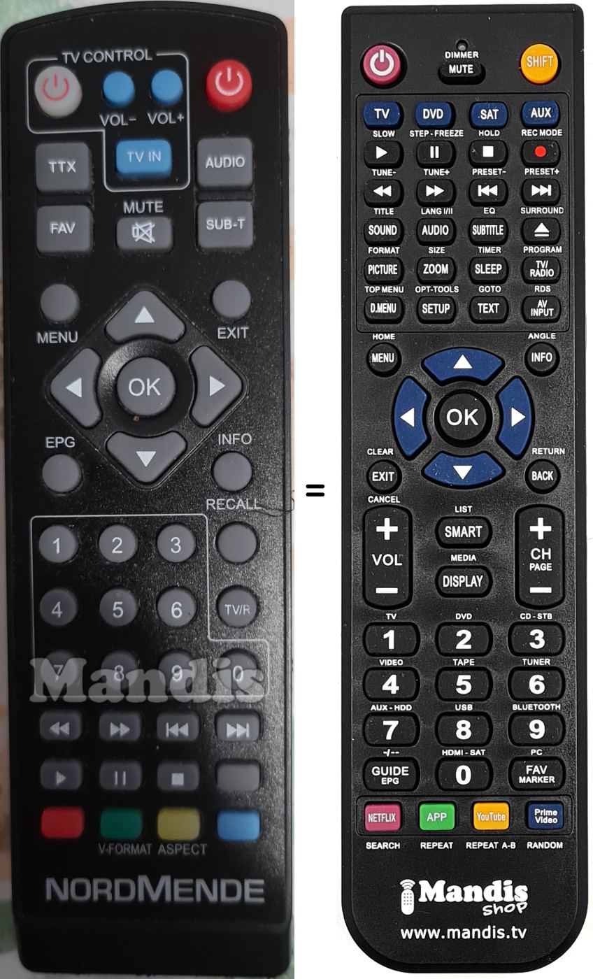 Replacement remote control NordMende Zap-S210265ND