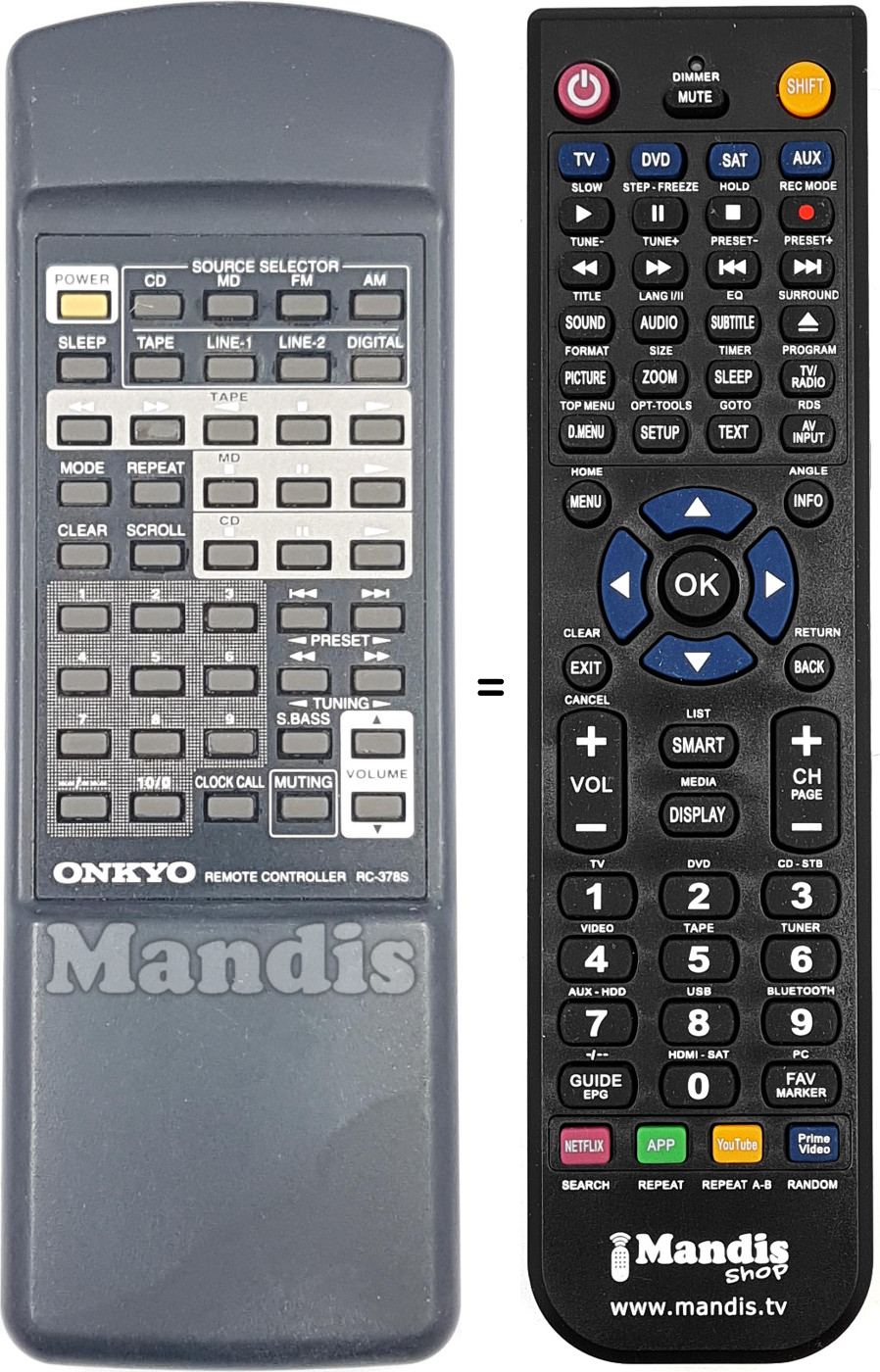 Replacement remote control RC-378S