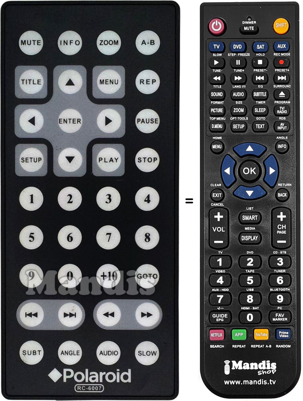 Replacement remote control RC-6007