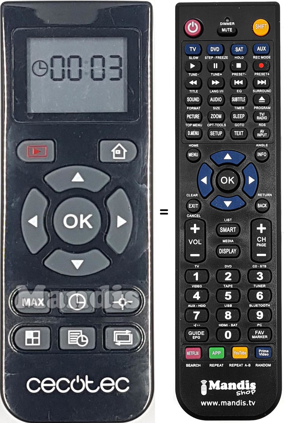 Replacement remote control REMCON1870
