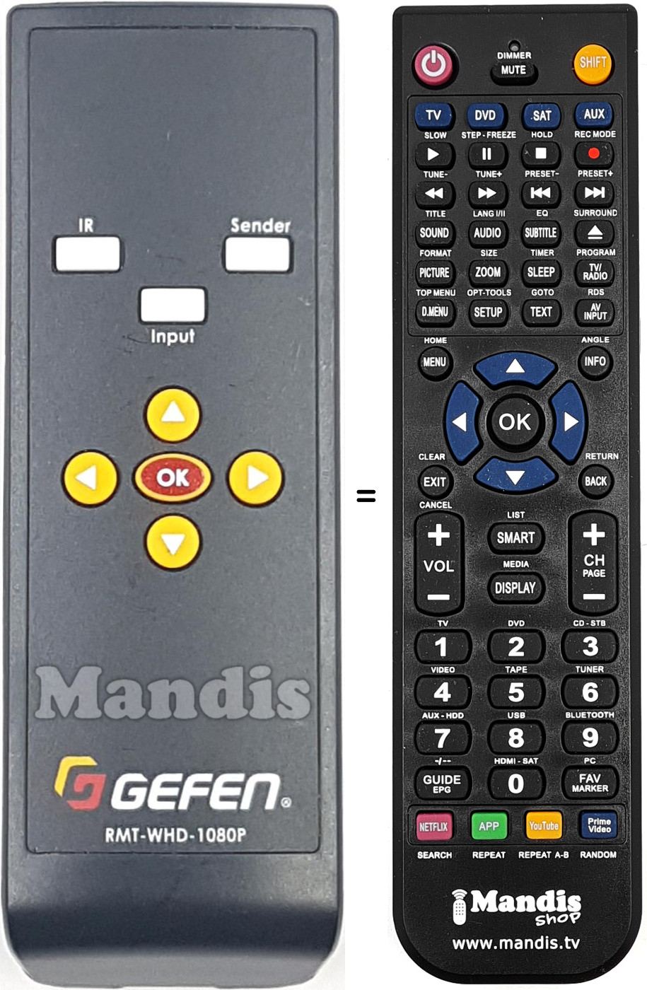 Replacement remote control RMTWHD1080P