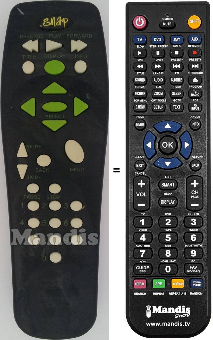 Replacement remote control Snap001