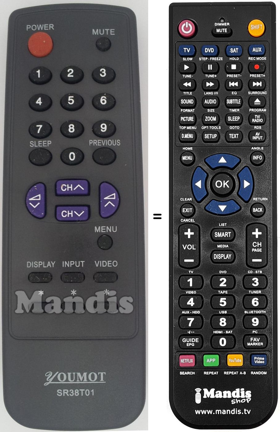 Replacement remote control SR38T01