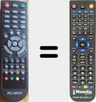 Replacement remote control for RC-MK01 (TVCDLE-315M8)