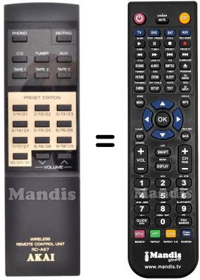 Replacement remote control Akai RC-A57