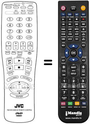 Replacement remote control JVC RMSVD2000UE