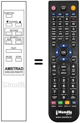 Replacement remote control Amstrad VCR 4600