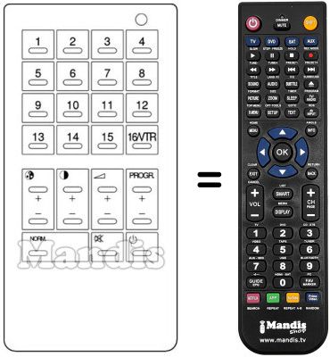 Replacement remote control 16 PROG IR