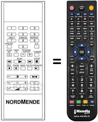 Replacement remote control NordMende V 1005 M Replacement remote control NordMende V 1005 M