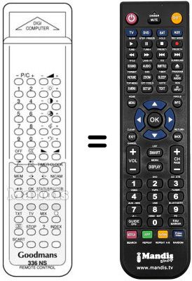 Replacement remote control Goodmans KT 8875