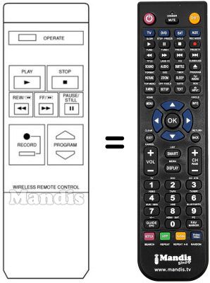 Replacement remote control LG VCR-32