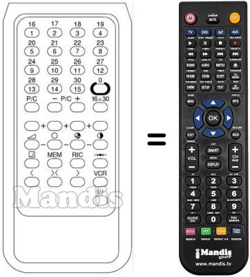 Replacement remote control Quasar TVC 30 PROG