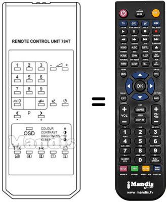 Replacement remote control 784 T OSD