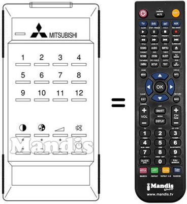 Replacement remote control 939P-03609 Replacement remote control 939P-03609